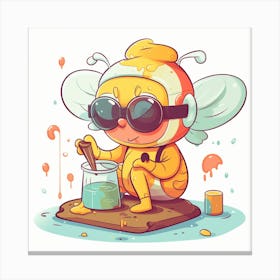 Bee With Sunglasses Cooking Canvas Print