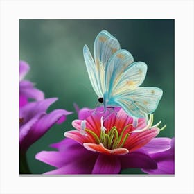 Butterfly On A Flower Canvas Print