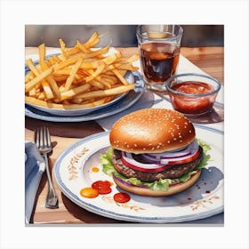 Hamburger And Fries 35 Canvas Print