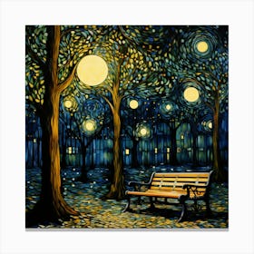 Park Bench At Night 3 Canvas Print