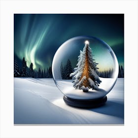 Snow Globe With Christmas Tree Canvas Print