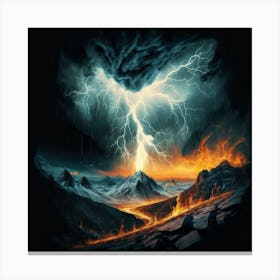 Impressive Lightning Strikes In A Strong Storm 4 Canvas Print