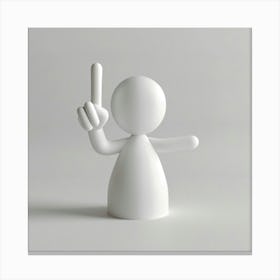 White Figurine With A Finger Up Canvas Print