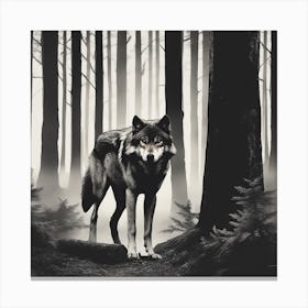 Wolf In The Woods 7 Canvas Print