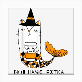 Halloween Not Basic Extra Cute Witch Cat Canvas Print