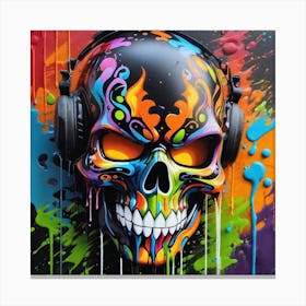 Skull With Headphones 82 Canvas Print