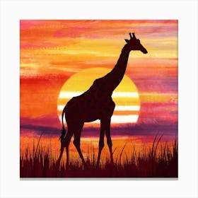 Giraffe At Sunset Canvas Print