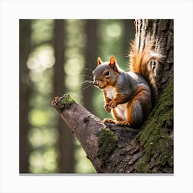 Squirrel In The Forest 110 Canvas Print