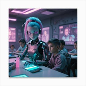 Robot In Classroom 19 Canvas Print