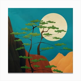 Couple of trees on the steep hillside Canvas Print