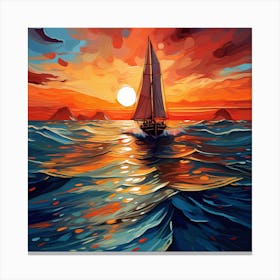 Sailboat At Sunset 15 Canvas Print