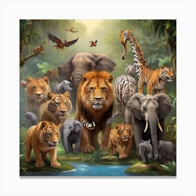 Lions In The Jungle Canvas Print