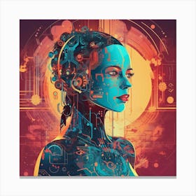 Cyborg Woman Art Print Canvas Print