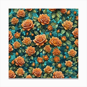 Roses On Tile Canvas Print