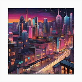 Cityscape At Night Canvas Print