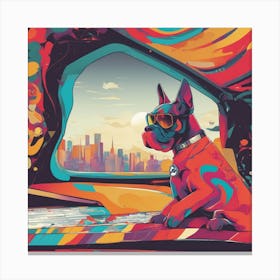 Dog, New Poster For Ray Ban Speed, In The Style Of Psychedelic Figuration, Eiko Ojala, Ian Davenport (3) Canvas Print