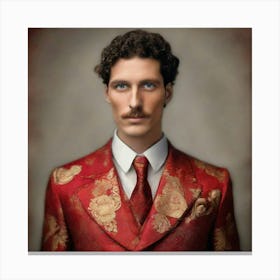 Portrait Of A Man In A Red Suit Canvas Print