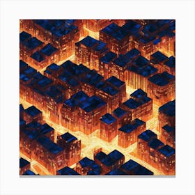 2d Illustration Of A Cityscape At Night Buildings Made Of Octagonal Fractal Patternneon Vibrant 617311733 (2) Canvas Print