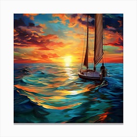 Sailboat At Sunset 18 Canvas Print