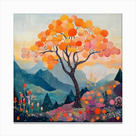 Modern Orange Tree 1 Canvas Print