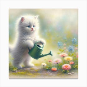 Watering Kitten 1 Canvas Print