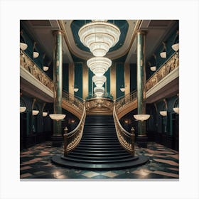 Staircase In A Building Canvas Print