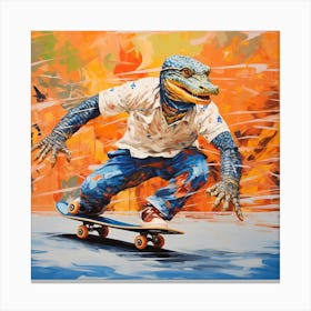 Alligator Skateboarder Canvas Print