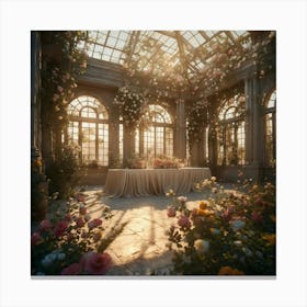 Roses In A Greenhouse Canvas Print