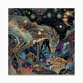 Deer In The Night Canvas Print