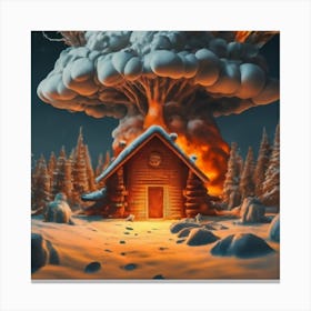 Wooden hut left behind by an atomic explosion 11 Canvas Print