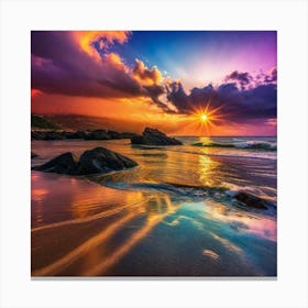 Sunset On The Beach 182 Canvas Print