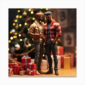 Black Ken Love Christmas Canvas Print