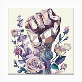 Strong Fist Geometric Art Floral Women Support Other Women Canvas Print