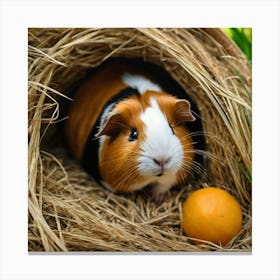 Guinea Pig In A Straw Nest Canvas Print