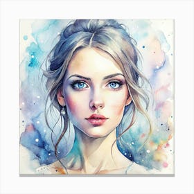 Watercolor Of A Girl 6 Canvas Print