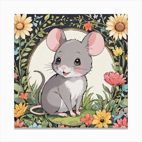 Mouse In Flowers Canvas Print