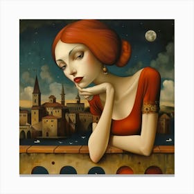 Girl In Red Canvas Print