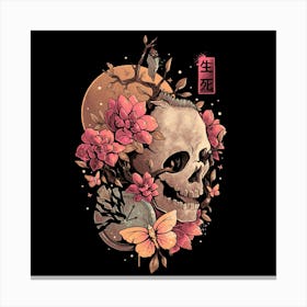 Time of the Death - Skull Flowers Gift 1 Canvas Print