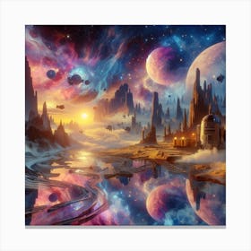 Space City,Dreamscape of Tatooine - Melting Time and Space,Inspired by Salvador Dalí 1 Canvas Print