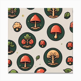 Seamless Pattern With Mushrooms 8 Canvas Print