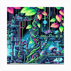 8-bit cybernetic jungle 2 Canvas Print
