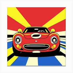 Red Auto Motion in Vibrant Comic Style Canvas Print