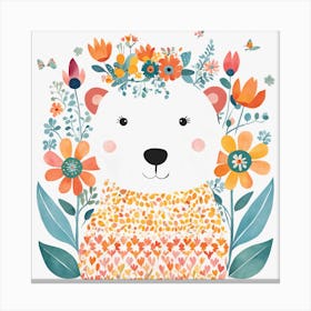Floral Teddy Bear Nursery Illustration Canvas Print