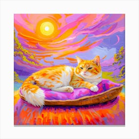 Orange Cat On A Pillow Canvas Print