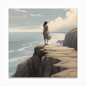 Girl On The Cliff Canvas Print