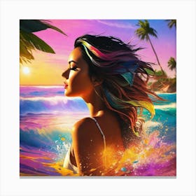 Girl In The Ocean 1 Canvas Print