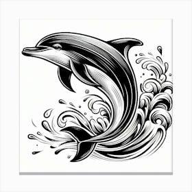 Line Art dolphin 1 Canvas Print