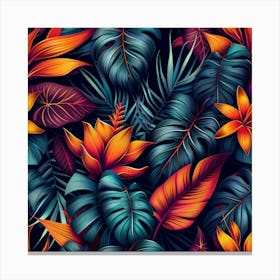 Tropical Leaves Seamless Pattern 25 Canvas Print