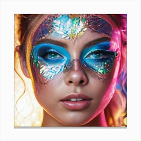 Girl With Colorful Makeup Canvas Print