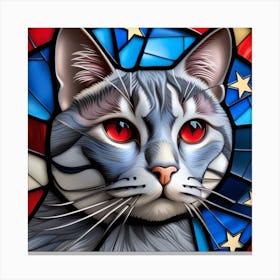 Cat, Pop Art 3D stained glass cat superhero limited edition 12/60 Canvas Print